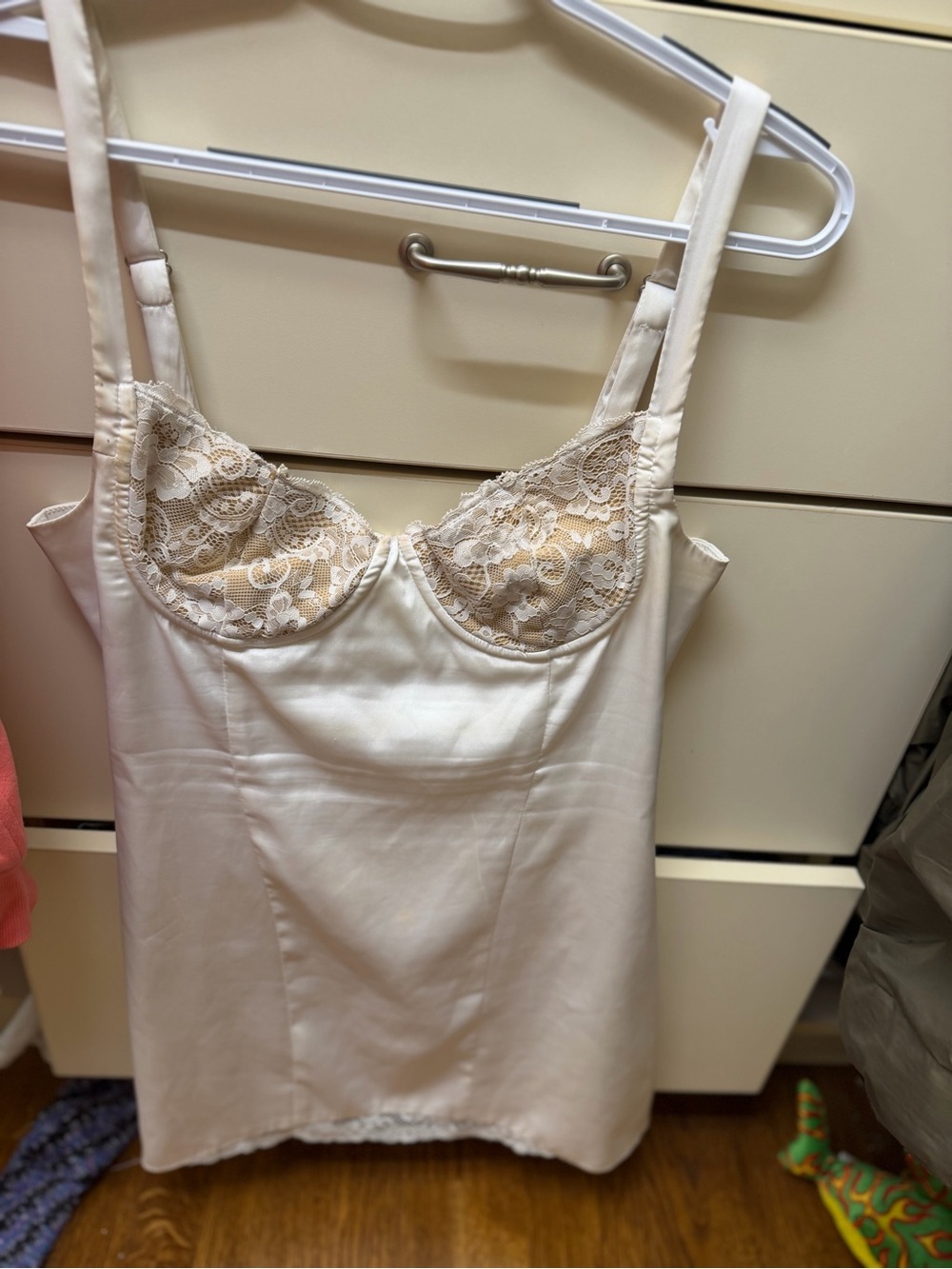 White Fox Boutique Ivory Lace-Trim Bustier Chemise